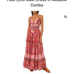 Free People Real Love Tassel Tie Meadow Combo Maxi Dress. Size XL